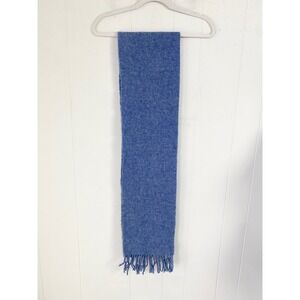 Johnstons of Elgin Blue 100% Real Shetland Wool Scarf Made in Scotland Fringed